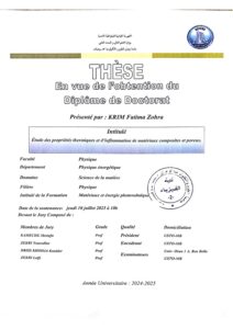 Soutenance Du Diplome Doctorat  Présenté par krim fatima zohra Le 10/07/2025